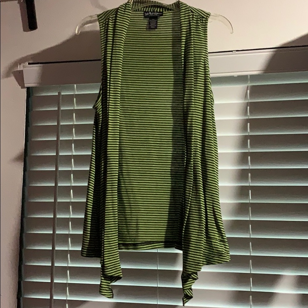 Self Esteem Black and Green Striped Vest